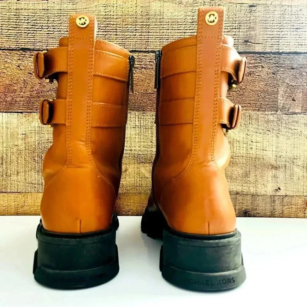Micheal Kors Ridley Leather Combat Boots - Picture 6 of 13